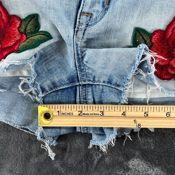 American Eagle Denim Jean Shorts Women 8 Rose Cut Off Hi-Rise Shortie Stretch - Picture 10 of 11